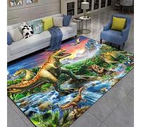 LOMDEM Alfombra Infantil de Cartoon Dinosaurios Alfombra para Dormitorio Dinosaurios Bosque Alfombra Grande para Salón Alfombra para Correr Alfombra para Gimnasia Alfombra Gaming (Color 2,140x180 cm)