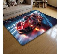 LOMDEM Alfombras Habitación Adolescente Auto Motocicleta Carreras de Fórmula 3D Antideslizantes Franela Alfombras para Habitaciones Infantiles, Sala de Estar, Sala de Juegos, 140x180 cm, Color 1