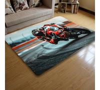 LOMDEM Alfombras Habitación Adolescente Auto Motocicleta Carreras de Fórmula 3D Antideslizantes Franela Alfombras para Habitaciones Infantiles, Sala de Estar, Sala de Juegos, 100x120 cm, Color 5