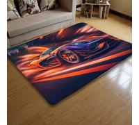 LOMDEM Alfombras Habitación Adolescente Auto Motocicleta Carreras de Fórmula 3D Antideslizantes Franela Alfombras para Habitaciones Infantiles, Sala de Estar, Sala de Juegos, 160x200 cm, Color 3