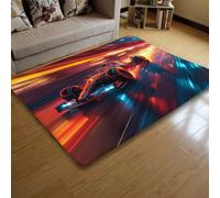 LOMDEM Alfombras Habitación Adolescente Auto Motocicleta Carreras de Fórmula 3D Antideslizantes Franela Alfombras para Habitaciones Infantiles, Sala de Estar, Sala de Juegos, 120x180 cm, Color 2