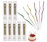 lomdung 48 Piezas Vela Cumpleaños, 15,5 CM Largas Elegantes con Soporte de Base de Plástico Velas, Vela de Tarta de Espiral, Velas Metálicas Largas y Delgadas para Cumpleaños Bodas Fiesta Decoración