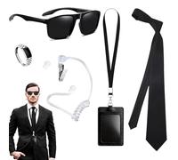 lomdung 5 Piezas MIB Agente Disfraz Accesorios, Disfraz Vigilante Seguridad, Ervicio Secreto Juego de Disfraces Espía Accesorios, Men in Black Disfraz, para Halloween, Cosplay y Fiestas Temáticas