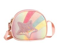 lomdung Bandolera para Niña, Rainbow Bandolera para Niñas, Bolso Bandoleras Infantil con Purpurina, con Correa Ajustable, para Niñas, Cumpleaños, Escuela, Regalo Reyes, Rosa Claro