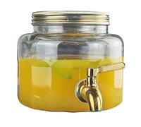 Lomejii Dispensador de bebidas de cristal dorado de 2,8 l con grifo para frigorífico, rombo, grifo y tapa de acero inoxidable, recipiente de cristal para agua, zumo, leche, café helado, té de sol, té