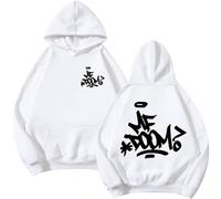 Lomeuuu Sudadera con Capucha Y Estampado De MF Doom, Sudadera De Manga Larga, Prenda Deportiva Informal (White 14,M)