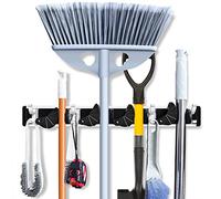 LOMEVE Organizador de escobas de pared, organizador de herramientas de jardín, organizador de herramientas de garaje, soporte de fregona, soporte de pala, colgador de escoba para armario, despensa,
