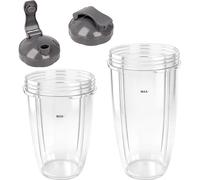 LOMGDOVC Vasos exprimidores para Nutribullet de repuesto, paquete de 2, vasos de licuadora de 32 onzas y 24 onzas con tapas abatibles, compatibles con piezas y accesorios NutriBullet de 600 W y 900 W