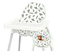 Lomgwumy Para Cojín De Trona IKEA, Para Cojín Antilop, Con Bolsa Para Silla, Para Trona IKEA Antilop, Algodón Antideslizante, Suave, Para Que El Bebé Esté Más Cómodo (Estampado De Hojas Verdes)