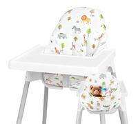 Lomgwumy Para Cojín De Trona IKEA, Para Cojín Antilop, Con Bolsa Para Silla, Para Trona IKEA Antilop, Algodón Antideslizante, Suave, Para Que El Bebé Esté Más Cómodo (Estampado De Animales Del Bosque)