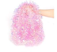 LOMIMOS Guirnalda de oropel de Navidad de 17 pies, decoración Rosa Brillante para árbol de Navidad, Fiesta, Suministros de Boda