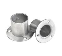 LOMNCHSG Soportes para Barras de Cortinas, Stainless Steel Pipe Bracket Flange Seat For Wardrobe Rod Holder, Pack of 2, 19-32mm Dia(19mm-01)