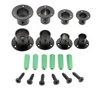 LOMNCHSG Soportes para Barras de Cortinas, Wardrobe Rail Brackets Pack of 8 Black for 19-32mm Stainless Steel with Screws(32mm)
