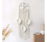 LOMOHOO Árbol de la Vida, Atrapasueños Macramé, Colgante de Pared Bohemio Con Hoja de Plumas para Celebraciones de Boda, Habitación Infantil, Cafetería