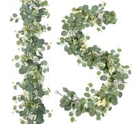 LOMOHOO Guirnalda de eucalipto de imitación de planta, 2 paquetes de vides artificiales colgantes de hojas de eucalipto para boda, decoración de pared (2, guirnalda de eucalipto con bayas)