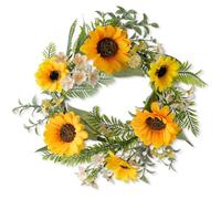 LOMOHOO Guirnalda de Girasoles de Verano para Puerta de Entrada con Hojas Verdes Guirnalda de Girasoles Artificiales Naturales para Interior Pared Ventana Decoración de Hogar Boda Fiesta Granja