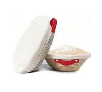 lomonmen Banetones para Pan,Cesta de Fermentación con Paño de Lino,25cm Ovalada + 23cm Redondo para Pan de Masa Madre para Principiantes y Experimentados