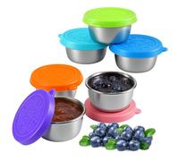 lompyeu 6 Piezas Mini 50ML Recipiente para Condimentos de Acero Inoxidable para Llevar, Prueba de Fugas, Reutilizable, Recipientes para Salsa