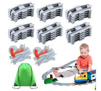lompyeu Juego de vías de Tren de 32 Piezas con Accesorios y Bolsa de Almacenamiento, Juguete de Regalo para niños a Partir de 3 años, Gris Claro