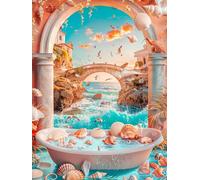 LOMSIOY DIY 5D Diamond Painting Paisaje Kit Punto de Cruz Diamante Pintura Bañera Propiedad Adultos Completo Rhinestone Bordado para Decoración Ia Pared del Hogar 30x40 cm19311