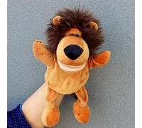 LOMTRATS Marionetas de mano de animales para contar historias, incluye lobo, tigre, león y mono con patas, ideal para enseñanza y regalos de cumpleaños (boca abierta móvil)