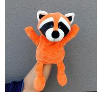 LOMTRATS marionetas de mano de animales para niños, bebé, incluye lobo, tigre, león, mono con patas, perfecto para contar historias, clases, preescolar, regalos de cumpleaños, mapache B-naranja