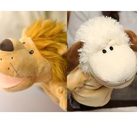 LOMTRATS Marionetas de mano para niños pequeños que contienen lobo, tigre, león, mono y bocas abiertas móviles, perfectas para contar historias, enseñar, preescolar y regalo de cumpleaños