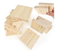 LOMUG 12 bloques cuadrados de madera sin pintar para manualidades, cuadrados de madera de pino en blanco para tallar madera, posavasos de madera de bricolaje, pintar y quemar (10 x 10 x 2 cm)