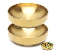 LOMUG 1800 ml de doble pared grande ensaladera de acero inoxidable, 2 unidades de 23 cm de diámetro, juego de cuencos coreanos de acero inoxidable, aislados térmicamente, para sopa de fideos Bibimbap