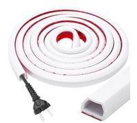 LOMUG Canal de Cable Flexible con Cinta autoadhesiva 3 Metros/15 x 10 mm Cable Canaleta Cables Pared Adhesivo, Canales de Cable Semicirculares, Cables en el Suelo de la Pared, Blanco