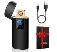 LOMUG Regalos San Valentin Hombre, Mechero Electrico USB Recargable Encendedor Electrico Resistente al Viento con Indicador de Batería para Vela Estufa Barbacoa Camping, Regalo Hombre/Papa Cumpleaños