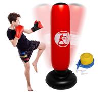 LOMUG Saco de boxeo para niños de 6 a 12 años, saco de boxeo de PVC de 160 cm, saco de boxeo inflable con bomba de aire, regalo para niños y niñas, práctica de karate, kickboxing, taekwondo, MMA