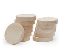 LOMUG Señales circulares de madera de pino, 10 x 2 cm, en blanco, sin pintar, círculos de madera redondos, placas para proyectos de manualidades, grabado, quema de madera, pintura (12 unidades x 10 x