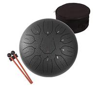 LOMUTY 12 Pulgadas 30 CM Tambor de Lengua de Acero-11 Notas Clave C Instrumento de percusión - Handpan Drum con Bolsa de Tansporte, Partitura, Baquetas, Púas de Dedo(Negro)