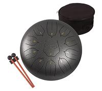 LOMUTY 12 Pulgadas 30 CM Tambor de Lengua de Acero-11 Notas Clave C Instrumento de percusión - Handpan Drum con Bolsa de Tansporte, Partitura, Baquetas, Púas de Dedo(Plateado)
