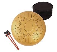 LOMUTY 12 Pulgadas 30 CM Tambor de Lengua de Acero-11 Notas Clave C Instrumento de percusión - Handpan Drum con Bolsa de Tansporte, Partitura, Baquetas, Púas de Dedo(Oro)