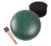 LOMUTY 12 Pulgadas 30 CM Tambor de Lengua de Acero-11 Notas Clave C Instrumento de percusión - Handpan Drum con Bolsa de Tansporte, Partitura, Baquetas, Púas de Dedo(Verde)