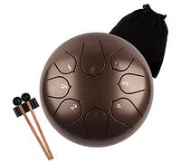LOMUTY 6 Pulgadas 15 CM Tambor de Lengua de Acero-8 Notas Clave C Instrumento de Percusión - Hand pan Drum con Bolsa de Tansporte, Partitura, Baquetas, Púas de Dedo(Bronce)