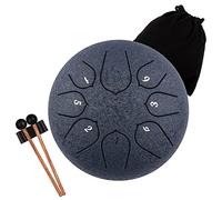 LOMUTY 6 Pulgadas 15 CM Tambor de Lengua de Acero-8 Notas Clave C Instrumento de Percusión - Hand pan Drum con Bolsa de Tansporte, Partitura, Baquetas, Púas de Dedo(Azul Oscuro)
