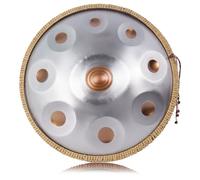 LOMUTY Handpan 432 HZ Principiante, 9 Notas 19 Pulgadas 48cm en D Menor Tambor de Acero, Handpan-Drum con Baquetas, Funda, Soporte y Partituras, para Meditación y Yoga，Plata