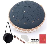 LOMUTY Steel Tongue Drum C Mayor, 12 Pulgadas 30 cm 15 Notas Handpan con Baquetas, Funda Protectora y Partituras Musicales, Tambor Percusion La Meditación y el Yoga, Azul Marino