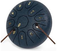 LOMUTY Steel Tongue Drum C Mayor, 6 Pulgadas 15 cm 11 Notas Handpan con Baquetas, Funda Protectora y Partituras Musicales, Tambor Percusion La Meditación y el Yoga, Azul Marino