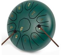 LOMUTY Steel Tongue Drum C Mayor, 6 Pulgadas 15 cm 11 Notas Handpan con Baquetas, Funda Protectora y Partituras Musicales, Tambor Percusion La Meditación y el Yoga, Verde