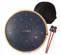 LOMUTY Tambor de Lengua de Acero, D Chiave 15 Notas 13 Pulgadas Hand Drum, Instrumento de Percusión Handpan Drum con Kit para Educación Musical(Azul Marino)