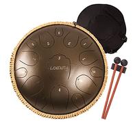 LOMUTY Tambor de Lengua de Acero, D Chiave 15 Notas 13 Pulgadas Hand Drum, Instrumento de Percusión Handpan Drum con Kit para Educación Musical(Bronce)