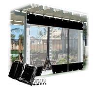 Lona C impermeable de alta calidad con puerta con cremallera, panel lateral transparente para cenador, terraza, porche, funda personalizable para exteriores (4 x 2,5 m), protección resistente a la