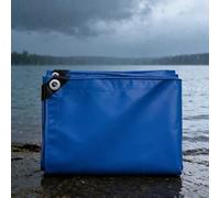 Lona con Ojales 3.6 x 8 m Esquinas Reforzadas, PVC Impermeable Plastico Cubretodo con Ojales Duradera Multiusos para Muebles Jardín Piscina Coche Gris, Azul