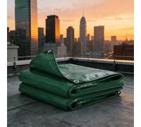 Lona con Ojales 4.6 x 8 m PVC Resistente a Los Rayos UV Desgarros Cubretodo Múltiples Usos con Ojales Duradera Multiusos para Muebles Jardín Piscina Coche Gris, Verde