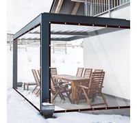 Lona con ojales, lona transparente con ojales, lona de PVC impermeable, protección contra la lluvia, protección contra el viento, protección solar para balcón, jardín, invernadero de plantas (3 m x 3