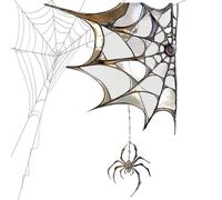 Lona de araña adhesiva de ventana, tela de araña negra, pegatinas de Halloween 2D planas, pegatinas adhesivas de miedo para pared y cristal, sala de estar, oficina, dormitorio, fiesta de cumpleaños